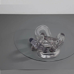 Дизайнерский журнальный стол с круглой прозрачной столешницей и основанием в виде цепи Hua Wang варинант исполнения - 2 | Loft Concept в Кирове