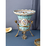 Ваза из голубого фарфора с рисунком птиц и цветов и декоративными элементами Blue Garden варинант исполнения - 6 | Loft Concept в Кирове