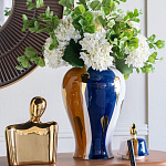 Ваза с крышкой и мазками синего и золого цвета на белом фоне Chinoiserie Ceramics варинант исполнения - 4 | Loft Concept в Кирове