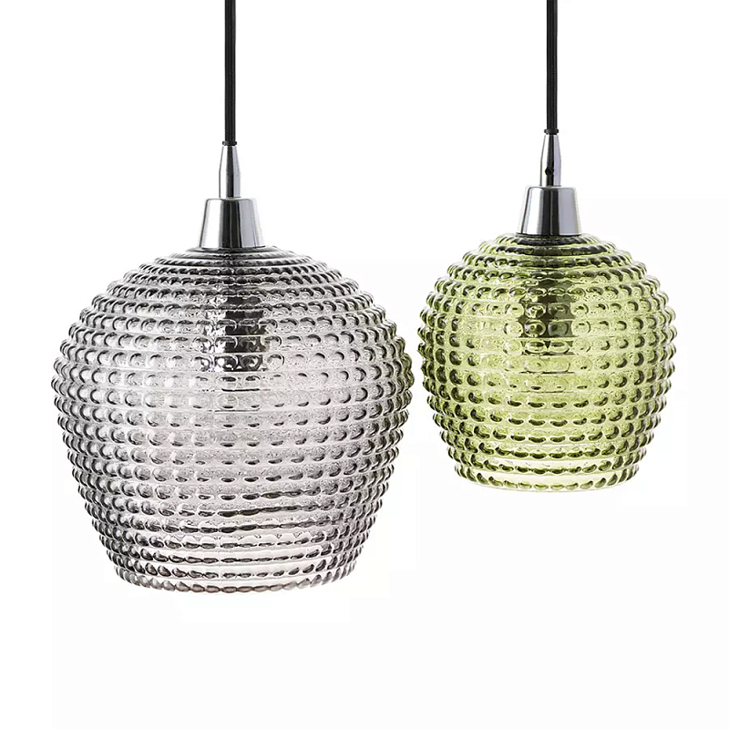 Подвесной светильник каскадный с 2-мя рельефными плафонами Cascade with Relief Lampshades Серый Зеленый Черный Подвесной светильник каскадный с 2-мя рельефными плафонами Cascade with Relief Lampshades Серый Зеленый Черный в Кирове | Loft Concept