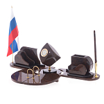 Настольный письменный набор из природного камня обсидиана коричневого Team leader варинант исполнения - 2 | Loft Concept в Кирове