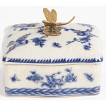 Фарфоровая шкатулка с бронзовой стрекозой Blue and White варинант исполнения - 4 | Loft Concept в Кирове