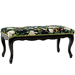 Банкетка из натурального бука черная с изображением птиц и цветов Blooming Birds варинант исполнения - 1 | Loft Concept в Кирове