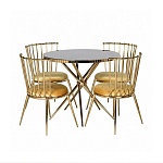 Обеденный стол с чёрной круглой столешницей на золотых ножках Rive Gauche Table варинант исполнения - 3 | Loft Concept в Кирове