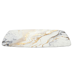 Обеденный стол с прямоугольной столешницей из стекла на черных металлических ножках White Marble варинант исполнения - 3 | Loft Concept в Кирове