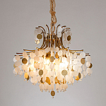 Люстра подвесная с белыми и золотыми круглыми подвесками Диаметр 70 см SHELL Chandelier варинант исполнения - 2 | Loft Concept в Кирове