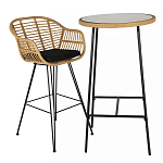 Барный столик с круглой плетеной столешницей Wicker Table Top варинант исполнения - 3 | Loft Concept в Кирове