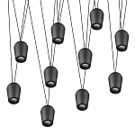 Подвесной светильник черными плафонами на длинных пересекающихся тросах Construction варинант исполнения - 9 | Loft Concept в Кирове