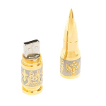 Флешка на 32 гб в виде патрона с гравировкой Герба РФ в подарочной коробке Metal Flash Drive варинант исполнения - 3 | Loft Concept в Кирове