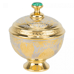 Сахарница металлическая с гравировкой и натуральным камнем Малахит в подарочной коробке Metal Stone Sugar Bowls варинант исполнения - 1 | Loft Concept в Кирове