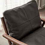 Кресло c каркасом из массива дерева и мягкой кожаной обивкой Walnut Armchair варинант исполнения - 5 | Loft Concept в Кирове