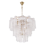 Люстра круглая многоярусная с прозрачными подвесками из стекла Hexagon Tube Light варинант исполнения - 2 | Loft Concept в Кирове