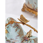 Блюдо из голубого фарфора с бронзовой ручкой в виде ветки Blue Garden варинант исполнения - 5 | Loft Concept в Кирове