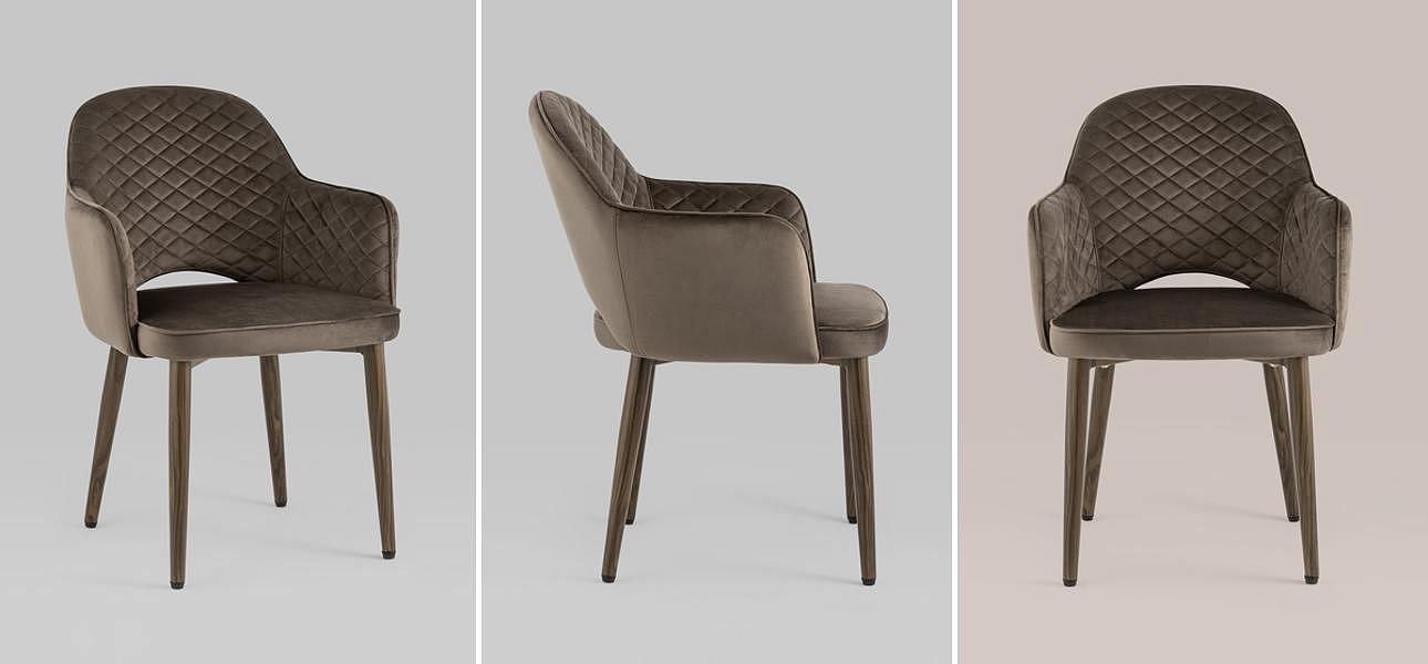 Стул SHARRON ромбы Коричневый Велюр Стул SHARRON ромбы Коричневый Велюр - Loft-Concept в Кирове