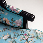 Трехместный диван из натурального бука бирюзовый с изображением птиц и цветов Turquoise Chinoiserie Garden Sofa варинант исполнения - 7 | Loft Concept в Кирове