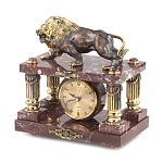 Часы настольные из креноида и бронзы с декором в виде льва Lion Stone Clock варинант исполнения - 3 | Loft Concept в Кирове