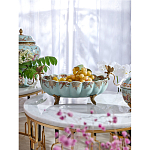 Чаша из голубого фарфора на бронзовых ножках с рисунком цветов и фигурками стрекоз Blue Garden варинант исполнения - 2 | Loft Concept в Кирове