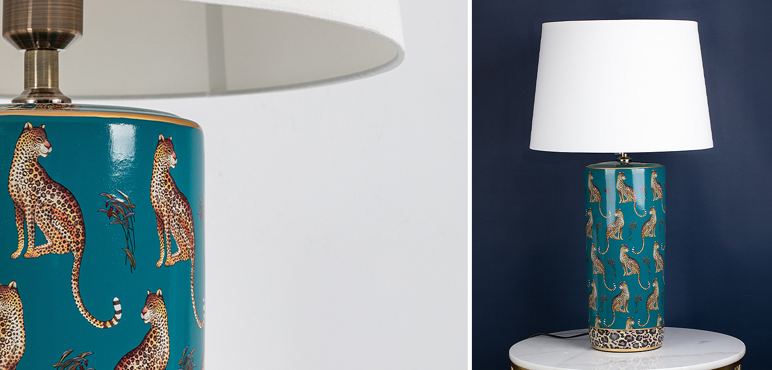 Настольная лампа с абажуром Leopard Lampshade Emerald Настольная лампа с абажуром Leopard Lampshade Emerald - Loft-Concept в Кирове