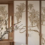 Обои с вышивкой ручной работы Deco Wisteria ﻿Midas colourway on Liso Pearl wool sateen варинант исполнения - 3 | Loft Concept в Кирове