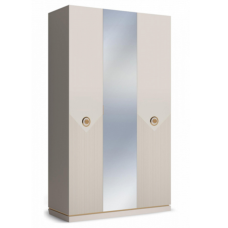 Шкаф трёхдверный с 1-ой зеркальной дверью Satin Furniture Бежево-серый Шкаф трёхдверный с 1-ой зеркальной дверью Satin Furniture Бежево-серый в Кирове | Loft Concept