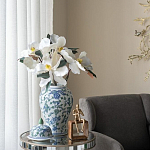 Ваза с крышкой и зелено-голубым рисунком на белом фоне 51 см Blue & White Ornament варинант исполнения - 5 | Loft Concept в Кирове