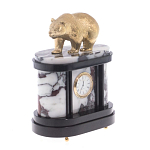 Часы настольные бронзовые с декором в виде медведя Bear Stone Clock варинант исполнения - 3 | Loft Concept в Кирове