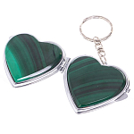 Зеркало брелок складное двухстороннее в форме сердца из натурального камня Малахит Stone Mirrors варинант исполнения - 2 | Loft Concept в Кирове