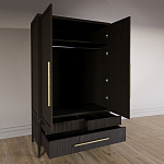 Шкаф платяной Primo с выдвижными ящиками шпон Темный орех варинант исполнения - 4 | Loft Concept в Кирове