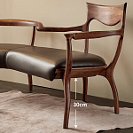 Кушетка с деревянным каркасом и сиденьем из коричневой натуральной кожи Moon Walnut Furniture варинант исполнения - 4 | Loft Concept в Кирове