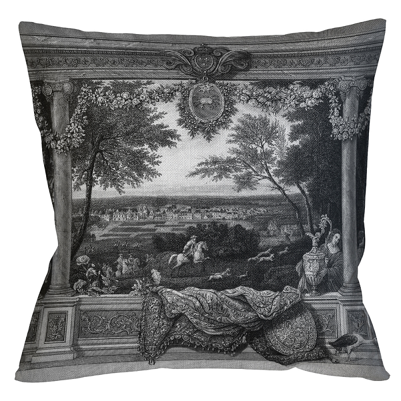 Декоративная подушка Fontainebleau Pillow Черно-белый Бежевый Декоративная подушка Fontainebleau Pillow Черно-белый Бежевый в Кирове | Loft Concept