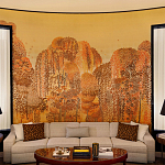 Обои ручная роспись в стиле Арт-деко Hippolyta’s Forest Colourway 263 on Deep Rich Gold gilded paper варинант исполнения - 1 | Loft Concept в Кирове