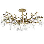 Потолочная люстра в виде ветвей деревьев золотого цвета с прозрачными подвесками-каплями Droplet Chandelier варинант исполнения - 1 | Loft Concept в Кирове