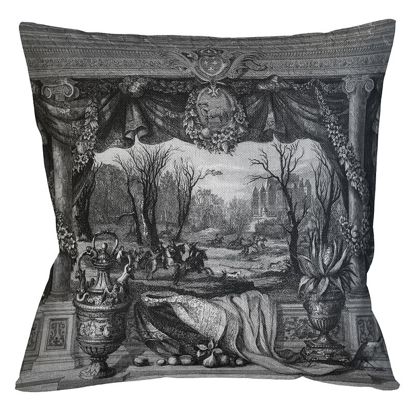 Декоративная подушка Madrid Castle Pillow Черно-белый Бежевый Декоративная подушка Madrid Castle Pillow Черно-белый Бежевый в Кирове | Loft Concept