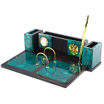 Настольный письменный набор из змеевика с часами и календарницей Successful Leader варинант исполнения - 2 | Loft Concept в Кирове