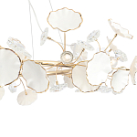 Люстра круглая с белыми лепестками из керамики и прозрачными хрустальными цветками Диаметр 82 см Wintery flovers варинант исполнения - 4 | Loft Concept в Кирове