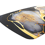 Обеденный стол с прямоугольной черно-золотой столешницей из стекла на 4-х металлических ножках Gold and Black Marble варинант исполнения - 4 | Loft Concept в Кирове