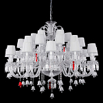 Люстра многоярусная с 30-ю белыми текстильными абажурами и хрустальными подвесками Lustre Reverie варинант исполнения - 1 | Loft Concept в Кирове