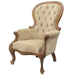 Кресло с мягкой обивкой из светло-коричневого велюра на 4-х деревянных ножках Evelyn Classical Armchair варинант исполнения - 3 | Loft Concept в Кирове