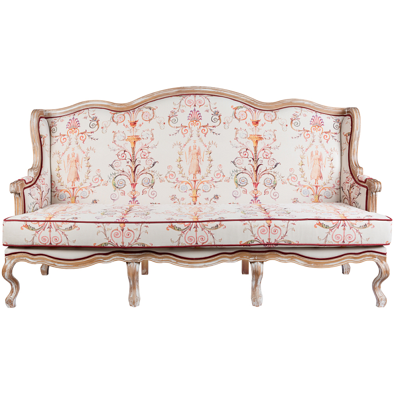 Трехместный диван из массива бука бежевый с растительным орнаментом Raffael Renaissance Beige Sofa Бежевый Мульти Трехместный диван из массива бука бежевый с растительным орнаментом Raffael Renaissance Beige Sofa Бежевый Мульти в Кирове | Loft Concept