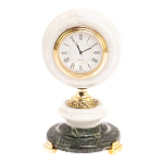 Часы настольные бронзовые из натуральных камней Мрамор и Змеевик Stone Clock варинант исполнения - 7 | Loft Concept в Кирове