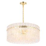 Люстра подвесная круглая с прозрачными рельефными стеклянными вставками и золотым основанием Textured Glass Chandelier варинант исполнения - 3 | Loft Concept в Кирове