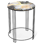 Стол журнальный круглый со столешницей из стекла Gold and Black Marble варинант исполнения - 1 | Loft Concept в Кирове