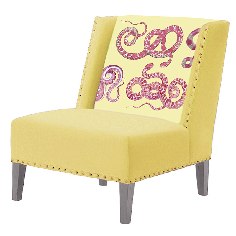 FUN Armchair Snakes yellow Дизайнерское кресло с цветным принтом Желтый FUN Armchair Snakes yellow Дизайнерское кресло с цветным принтом Желтый в Кирове | Loft Concept