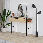 Консоль напольная деревянная с выдвижным ящиком и 2-мя полками со столешницей цвета белый мрамор OTIS CONSOLE OAK варинант исполнения - 2 | Loft Concept в Кирове