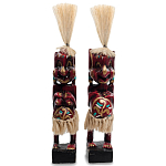 Комплект из 2-х деревянных статуэток Asmat Straw Headdress Statuettes Red Tattoo варинант исполнения - 1 | Loft Concept в Кирове