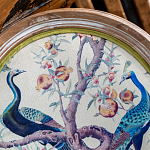 Барный стул из массива бука с изображением птиц и цветов  Beige Green Chinoiserie Garden Chair варинант исполнения - 4 | Loft Concept в Кирове