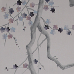 Обои ручная роспись Plum Blossom Special Colourway on Lilac Hint dyed silk варинант исполнения - 3 | Loft Concept в Кирове