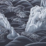 Обои ручная роспись Matsushima Waves Roka on Edo Night painted silk варинант исполнения - 2 | Loft Concept в Кирове