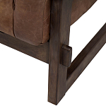 Коричневое кожаное кресло на деревянном каркасе Duncan Armchair варинант исполнения - 1 | Loft Concept в Кирове