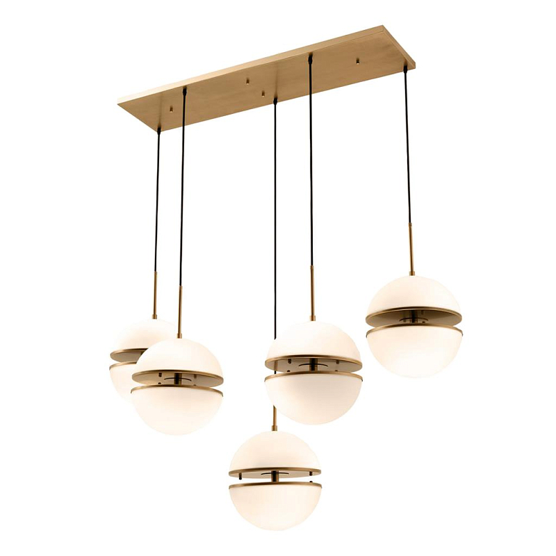 Люстра Hanging Lamp Spiridon 5 light Латунь Античная полированная Белый Люстра Hanging Lamp Spiridon 5 light Латунь Античная полированная Белый в Кирове | Loft Concept